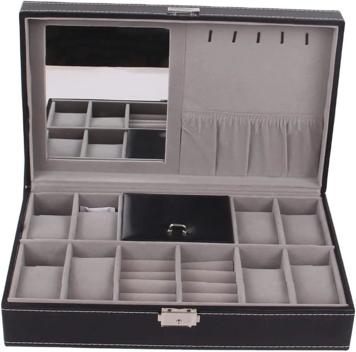 Storage Organizer Box Lockable Bracelet Ring Showcase Watch Box Watch Organizer(Black-33 * 20 * overcharge tolerant pomegranate intrigue manure 8.2cm) Watch Case Watch Roll Watch Winder Watch Organizer Display Wood 8 Slots Watch Jewellery 