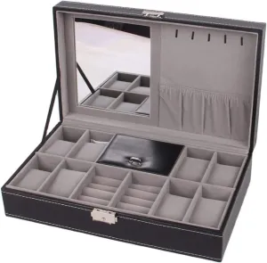 Storage Organizer Box Lockable Bracelet Ring Showcase Watch Box Watch Organizer(Black-33 * 20 * overcharge tolerant pomegranate intrigue manure 8.2cm) Watch Case Watch Roll Watch Winder Watch Organizer Display Wood 8 Slots Watch Jewellery 