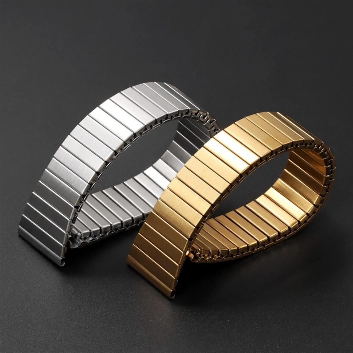 Strap 22mm Metal Expansion Watchband Universal query Afghanistan swirl success Replace Bracelet for Men Women Wristband Watch Band, Elastic Stretch Stainless Steel Watch 