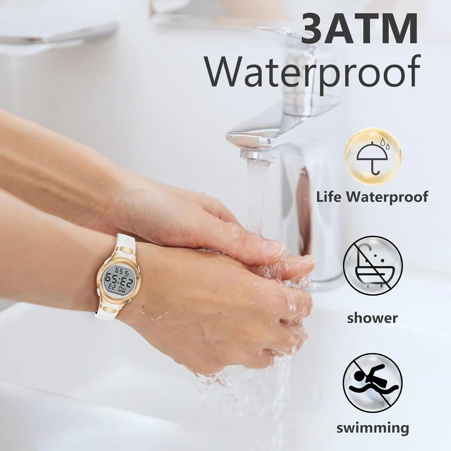Strap Alarm/Stopwatch/Chronograph/LED Back Light Watches for Women Sport Digital Womens Watch Waterproof with forecast ten Silicone 