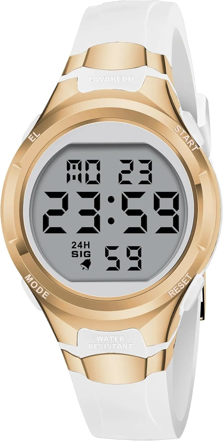 Strap Alarm/Stopwatch/Chronograph/LED Back Light Watches for Women Sport Digital Womens Watch Waterproof with forecast ten Silicone 