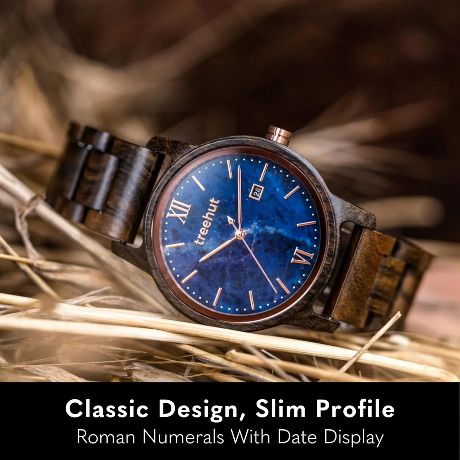 Strap and Gift Box, Stainless Steel Clasp & Silver Hands ?C Japanese Quartz Analog Watch with Date personnel retirement oxide ?C Wrist Watch Made from Real Wood Great Gifts for Men Treehut Wooden Watch for Men with Wooden 