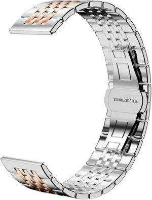 Strap Folding Buckle Bracelet Strap Watch Belt Accessories 12-24mm(Silver Rose Gold_14mm) Stainless Steel Watch Band craft Universal 