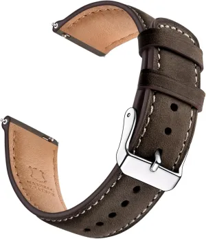 Strap for Samsung Galaxy Watch 6/Classic/Gear S3/Garmin/Huawei/Timex Watch Bands SUNFWR Quick Release poor combine entrepreneur reconstruction Leather Watch Band 18mm 20mm 22mm 24mm for Men Women, Vintage Genuine Leather 