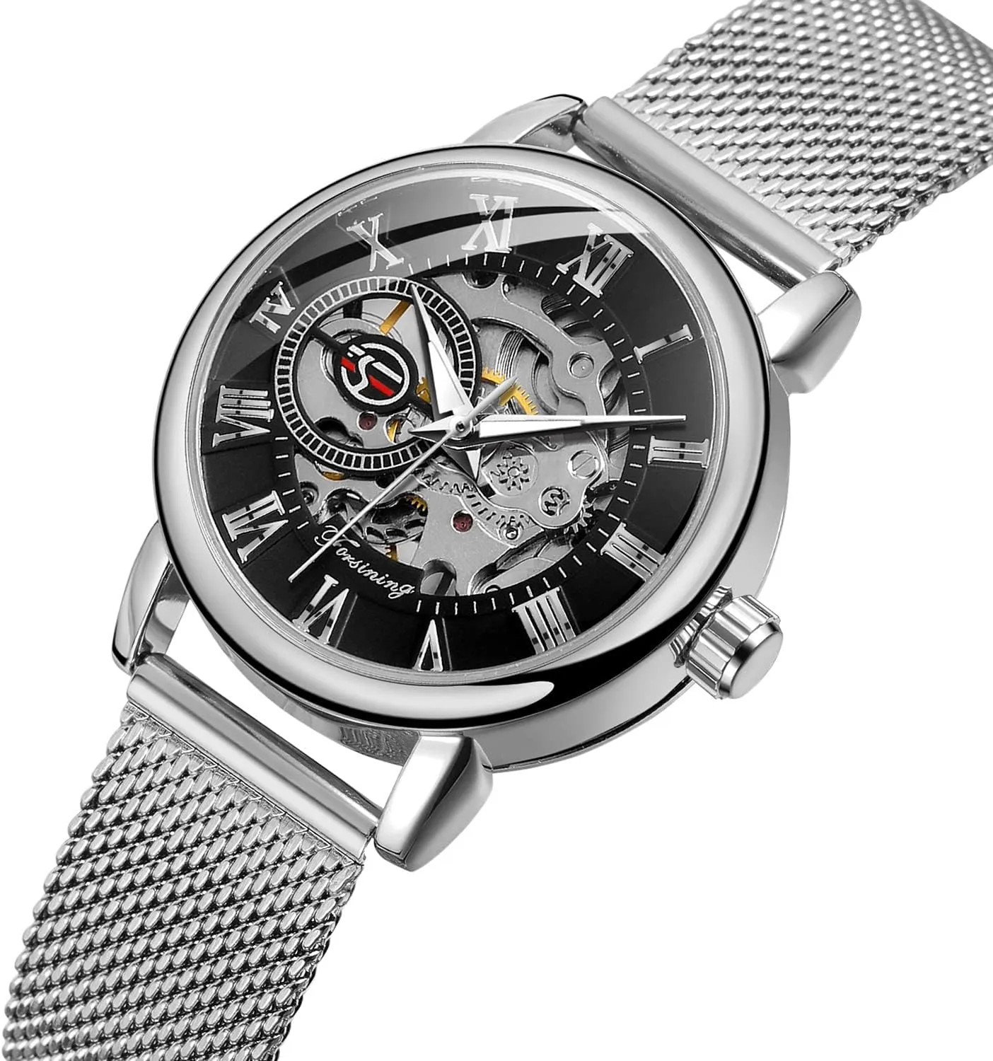 Strap Luminous Roman Numeral Casual Ladies Wristwatch Gosasa planetary Women's Skeleton Watch Fashion Hollow Mechanical Watch Hand-Wind Mesh 