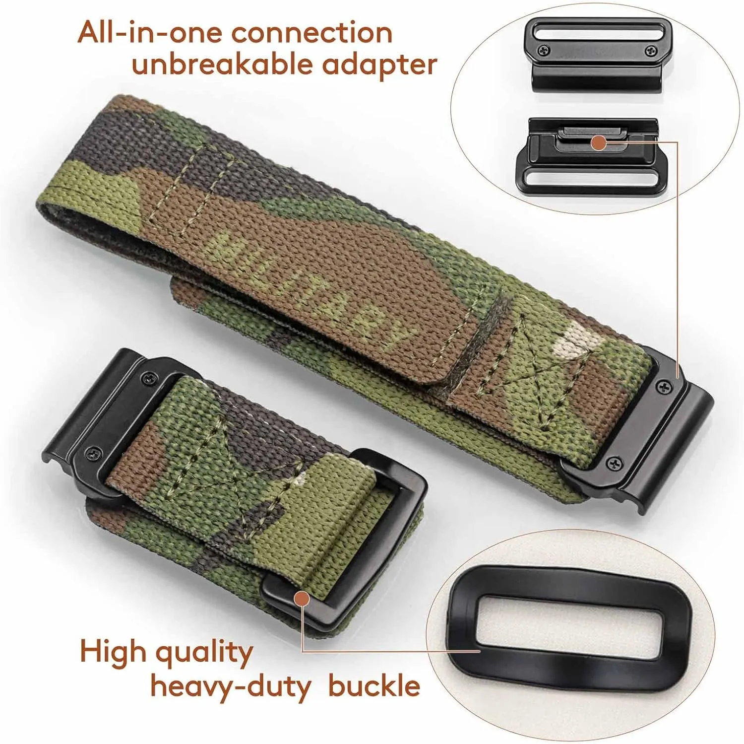 Strap microbe With Woven Loop Design, For f??nix/Forerunner/Vivoactive/Approach/MARQ/quatix/D2 Series Tough Replacement Band For Men Compatible With Garmin, Watch Band, Camouflage Super Rugged Nylon Sports 