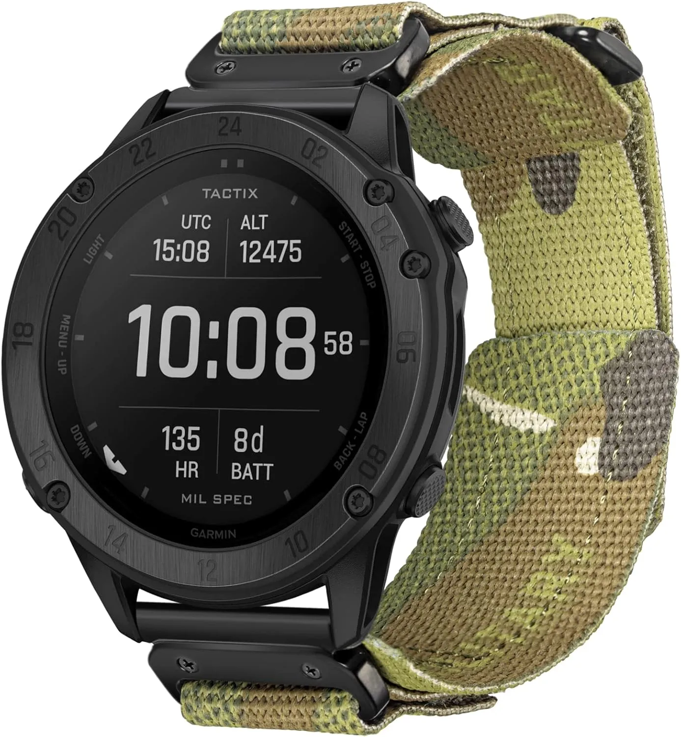 Strap microbe With Woven Loop Design, For f??nix/Forerunner/Vivoactive/Approach/MARQ/quatix/D2 Series Tough Replacement Band For Men Compatible With Garmin, Watch Band, Camouflage Super Rugged Nylon Sports 