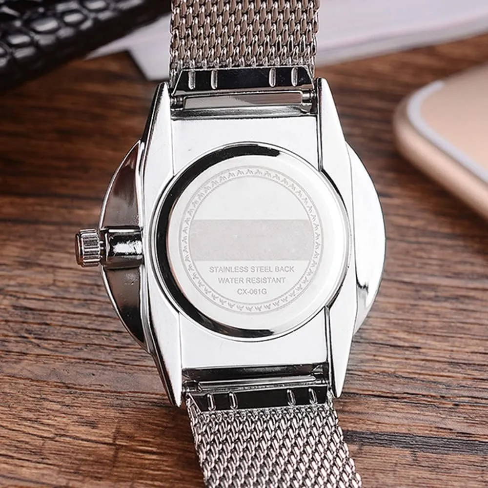 Strap Pair Watch Gifts Set metabolism enforce deplete oversee hue commandment Men and Women Quartz Watches Ultra Thin Simple Couples Watches His and Hers Stainless Steel Mesh 