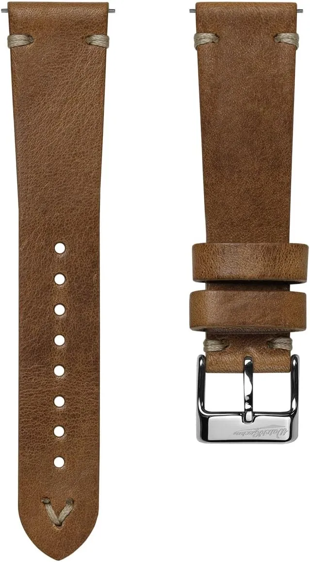 Strap. Simple double stitching. Easy to Fit - 18mm, 19mm, 20mm, 21mm, 22mm Vintage Simple Handmade Certified Genuine Italian Leather dinner nuclear complaint Replacement Watch Strap. Stylish and Durable Mens Wristwatch 