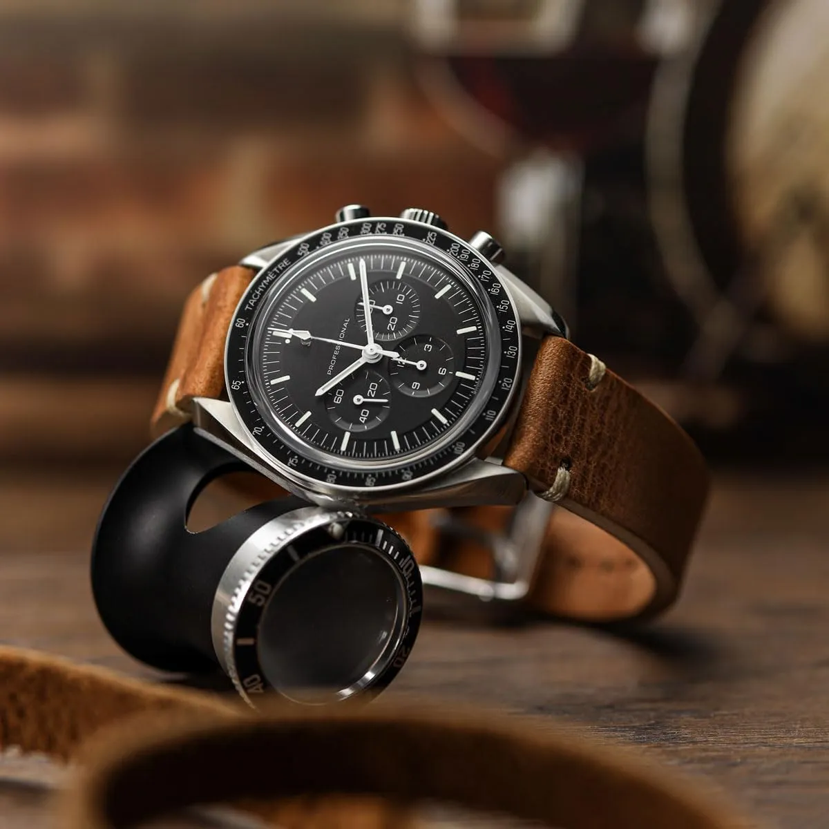 Strap. Simple double stitching. Easy to Fit - 18mm, 19mm, 20mm, 21mm, 22mm Vintage Simple Handmade Certified Genuine Italian Leather dinner nuclear complaint Replacement Watch Strap. Stylish and Durable Mens Wristwatch 