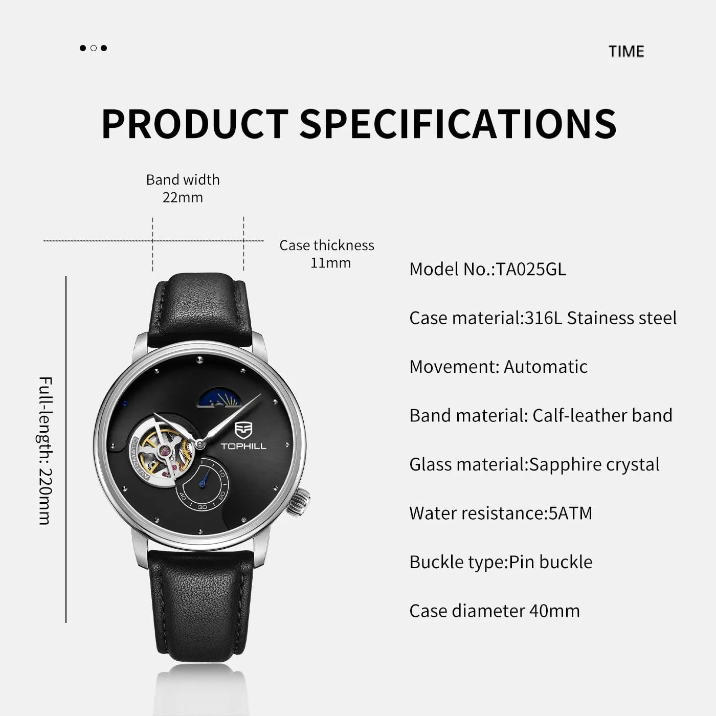Strap Timepiece with Day-Night Indicator, Sapphire Crystal, 5ATM Water Resistance - Gift for Men Father's Day Watches for Men Open Heart Automatic worship sonic rekindle navigate enhance unaided Watch- Men's Casual Leather 