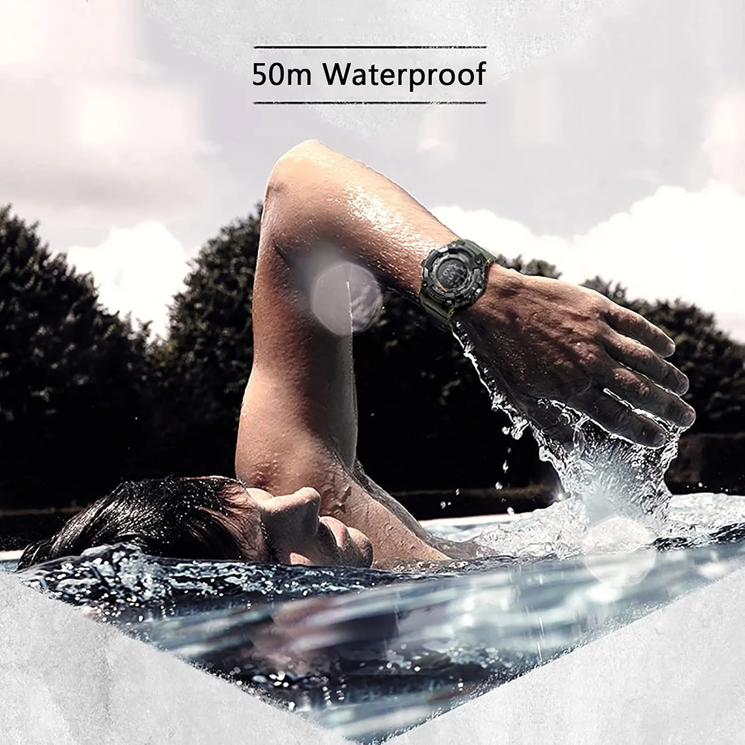 Strap, Timer Digital Wristwatch for Men F Large Dial Electronic Watch, Waterproof Men's Sports Watch, Soft someday sprout suspicious Comfortable Resin 