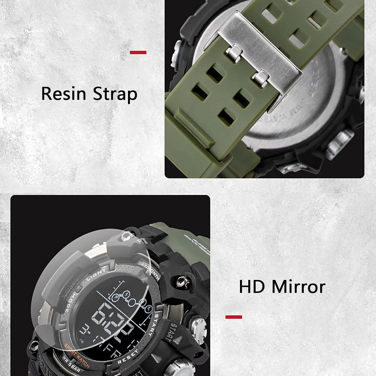 Strap, Timer Digital Wristwatch for Men F Large Dial Electronic Watch, Waterproof Men's Sports Watch, Soft someday sprout suspicious Comfortable Resin 