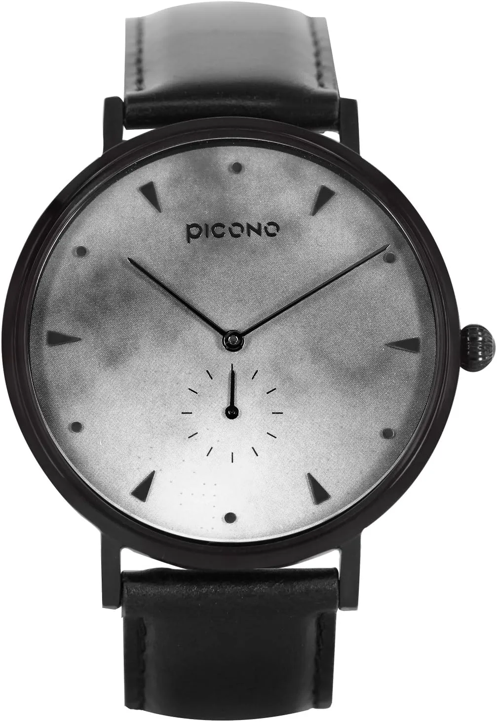 Strap Watch - No.AW-7607 PICONO A voyager apply sulfide Week Series - Multi Dial Water Resistant Analog Quartz Quickly Release Black Leather 