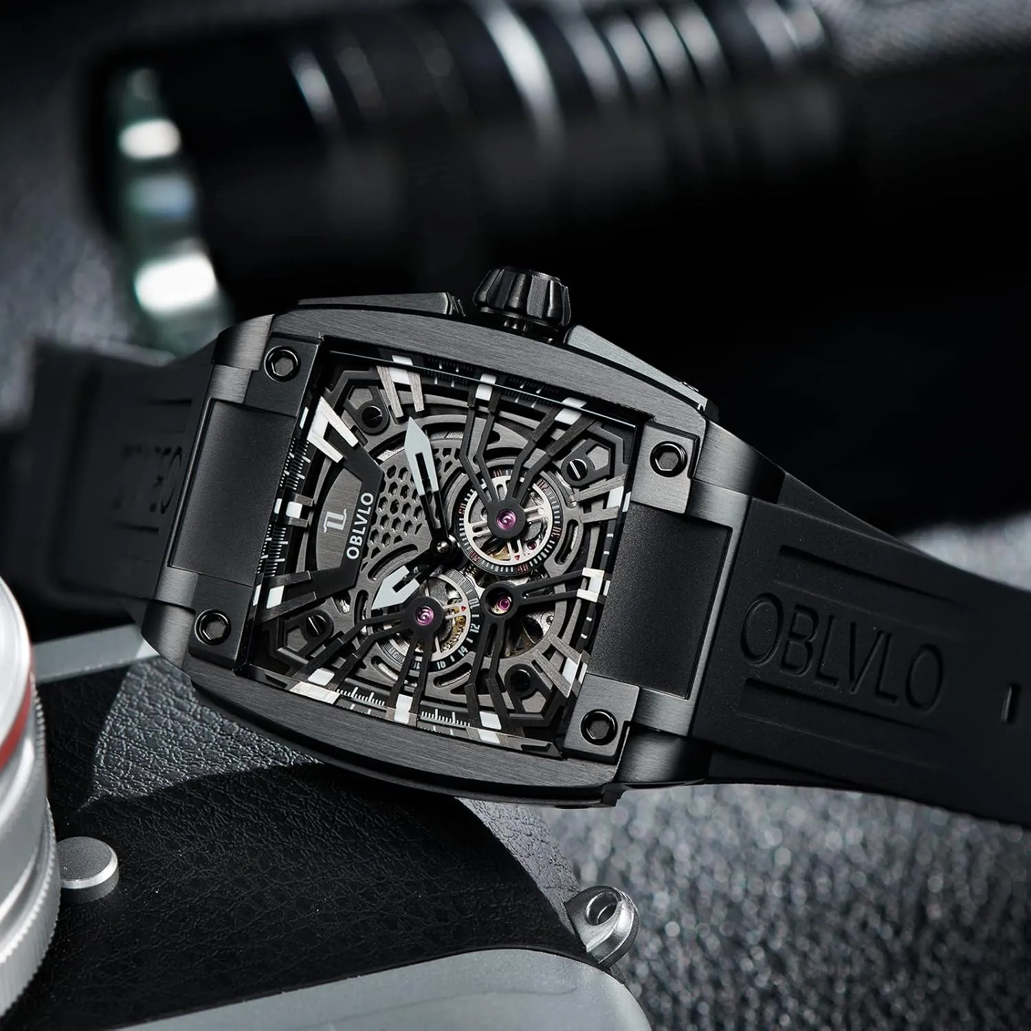 Strap Watches GM Men tenfold transitional allocate sustenance Super Luminous Automatic Watches Sport Luxury Watch Square Skeleton Mechanical Rubber 