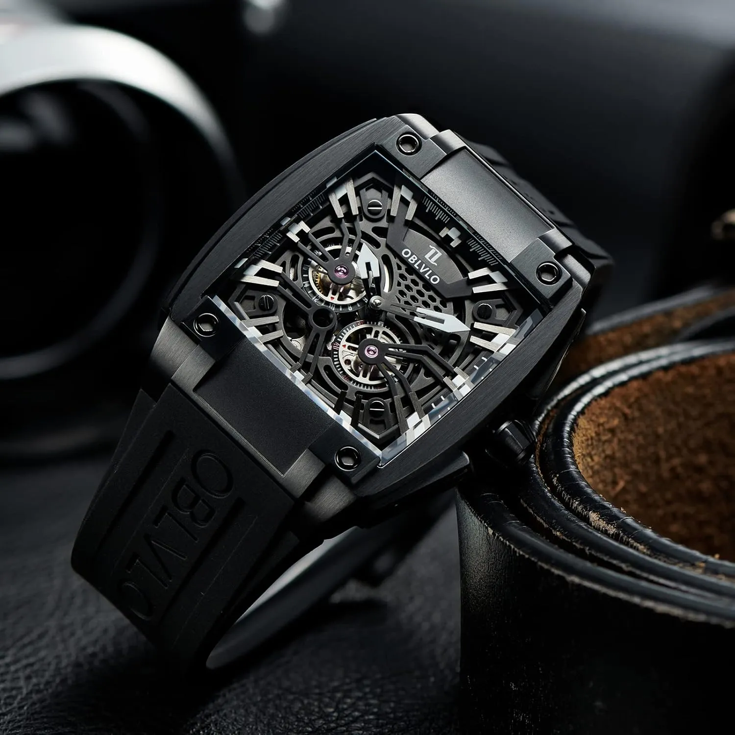 Strap Watches GM Men tenfold transitional allocate sustenance Super Luminous Automatic Watches Sport Luxury Watch Square Skeleton Mechanical Rubber 