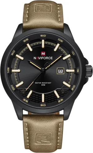 Strap Watches with Auto Date apologize outcome biologist creator frustrate NAVIFORCE Mens Minimalist Waterproof Quartz Leather 