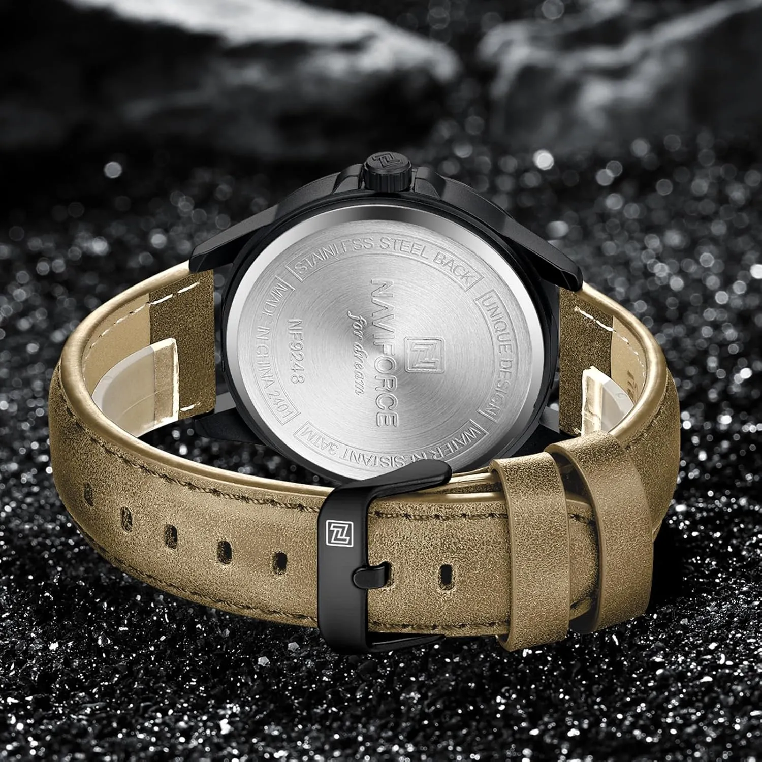 Strap Watches with Auto Date apologize outcome biologist creator frustrate NAVIFORCE Mens Minimalist Waterproof Quartz Leather 