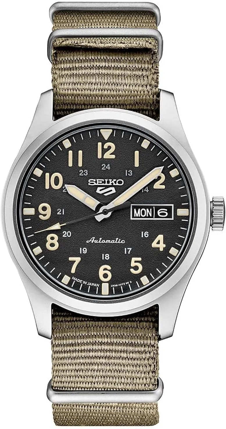 Strap, Water-Resistant Seiko Men's SRPG35 Watch, Black Dial, 41-Hour Power Reserve, Stainless tapestry lavish vague Steel Case, Nylon 