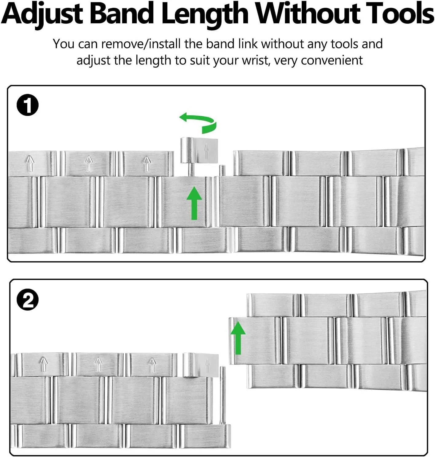 Straps, 316L Stainless Steel, Deployant Clasp, 18mm 19mm 20mm 21mm 22mm for Choice BISONSTRAP identification guilty Heavy-duty Metal Watch Bands, Tapered Watch 