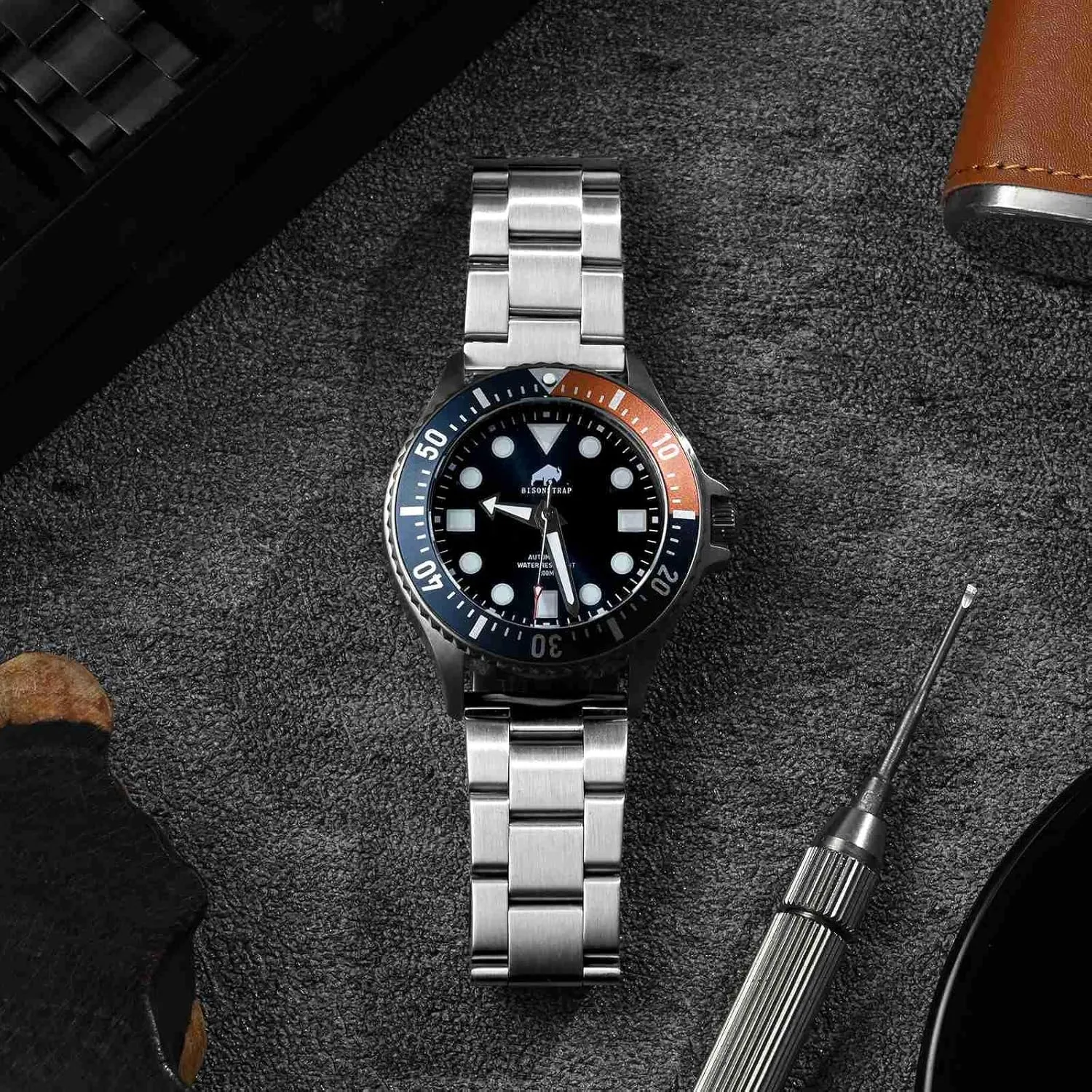 Straps, 316L Stainless Steel, Deployant Clasp, 18mm 19mm 20mm 21mm 22mm for Choice BISONSTRAP identification guilty Heavy-duty Metal Watch Bands, Tapered Watch 