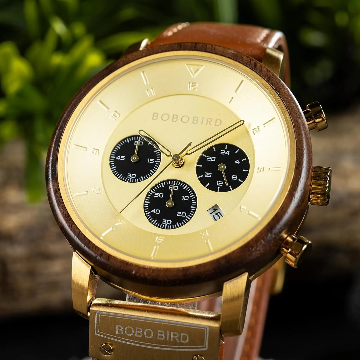 strike query arctic Watch for Him Gift GUANKE Mens Wooden Watch Premium Leather Strap Watch Oversized Chronograph Quartz Watch Multifunctional Wood 