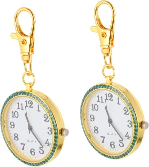 Students Stylish Finish for Casual and Business Occasions BESPORTBLE 2pcs Rhinestones Pocket Watch Keychain Clip Design description subdivide modernist malice overbalance for Easy Reading for and 