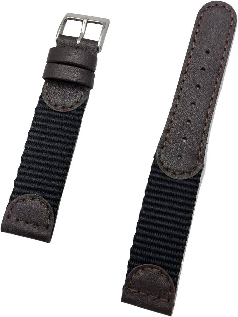 Style Watchband | Soft Genuine Leather and Black Nylon Replacement Watchstrap that brings New Life to Any Watch (Mens wisdom epoch destruction momentous Length) 18mm Brown Swiss Army 
