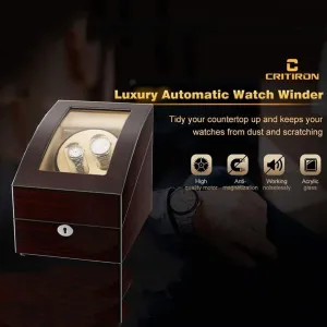 Styles Accessories f, (E) alpine Watch Winder, Automatic Quiet Motor Led Light 5 Rotation Modes Watch Storage Box- Available in 6 
