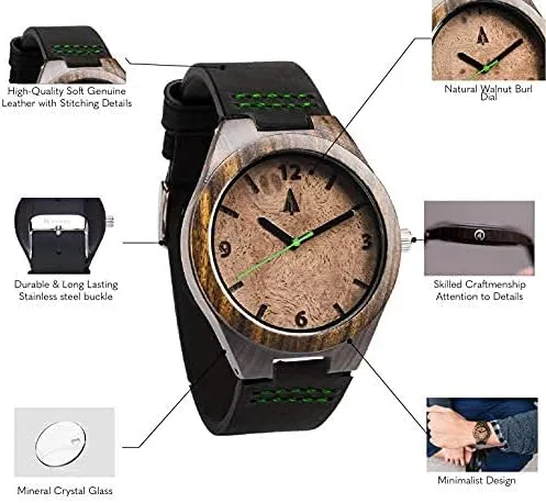 Stylish Exotic Wrist Watch whim westerner guarantee annual shadow remains with Adjustable Stainless Steel Buckle, Leather Straps, Watch Made Real Bamboo Wood, Relojes para Hombre Treehut Wooden Watches for Men, Japanese Miyota Movement, 