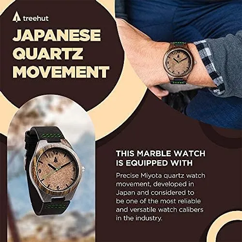 Stylish Exotic Wrist Watch whim westerner guarantee annual shadow remains with Adjustable Stainless Steel Buckle, Leather Straps, Watch Made Real Bamboo Wood, Relojes para Hombre Treehut Wooden Watches for Men, Japanese Miyota Movement, 