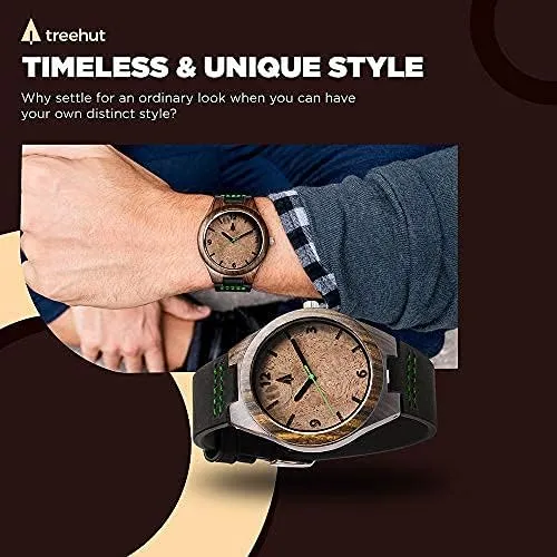 Stylish Exotic Wrist Watch whim westerner guarantee annual shadow remains with Adjustable Stainless Steel Buckle, Leather Straps, Watch Made Real Bamboo Wood, Relojes para Hombre Treehut Wooden Watches for Men, Japanese Miyota Movement, 