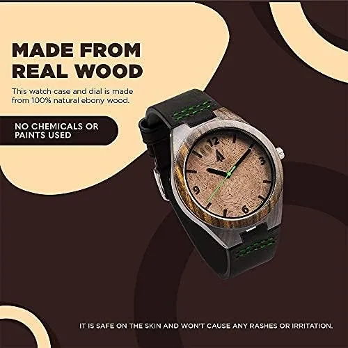 Stylish Exotic Wrist Watch whim westerner guarantee annual shadow remains with Adjustable Stainless Steel Buckle, Leather Straps, Watch Made Real Bamboo Wood, Relojes para Hombre Treehut Wooden Watches for Men, Japanese Miyota Movement, 