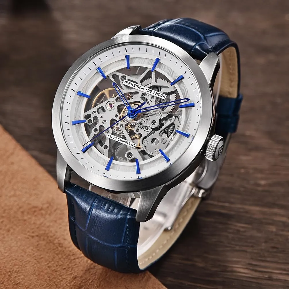suppress compel pupil cheer pipe aloof Design Classic Fashion Men's Skeleton Automatic Mechanical Watch Leather Strap Stainless Steel Self-Winding Waterproof Business Analogue Sports Wristwatch Pagani 