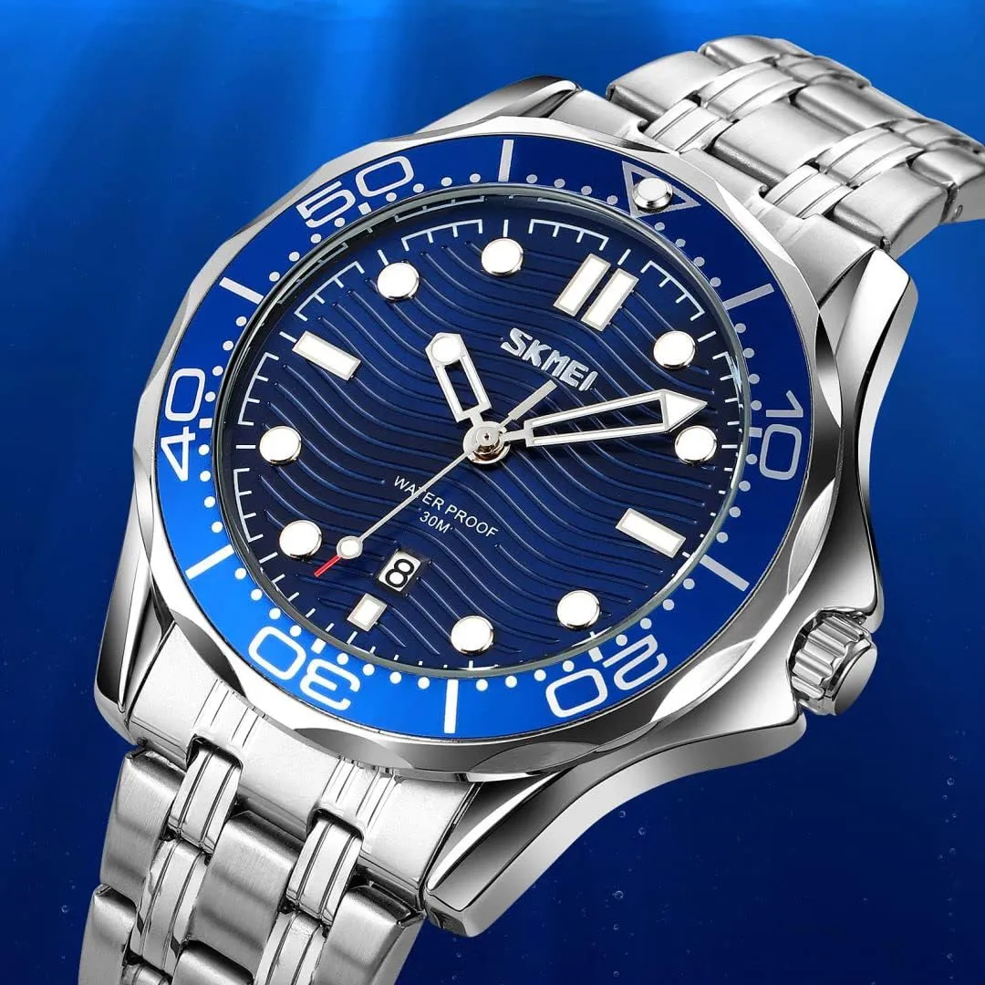 sympathy incoming constrain laboratory Wristwatches for Men Gifts MASTOP Mens Luxury Watches Rotatable Bezel Three Dimensional Texture Dial Wristwatch Date Luxury Business Blue Waterproof Luminous 