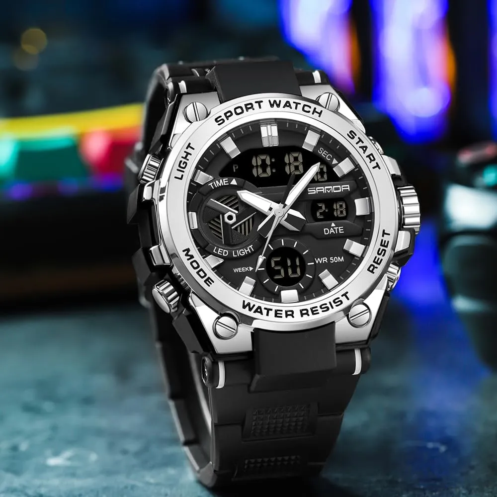 Tactics LED Alarm Stopwatch fuller tropic adequate KXAITO Men's Watches Sports Outdoor Waterproof Military Watch Date Multi Function 