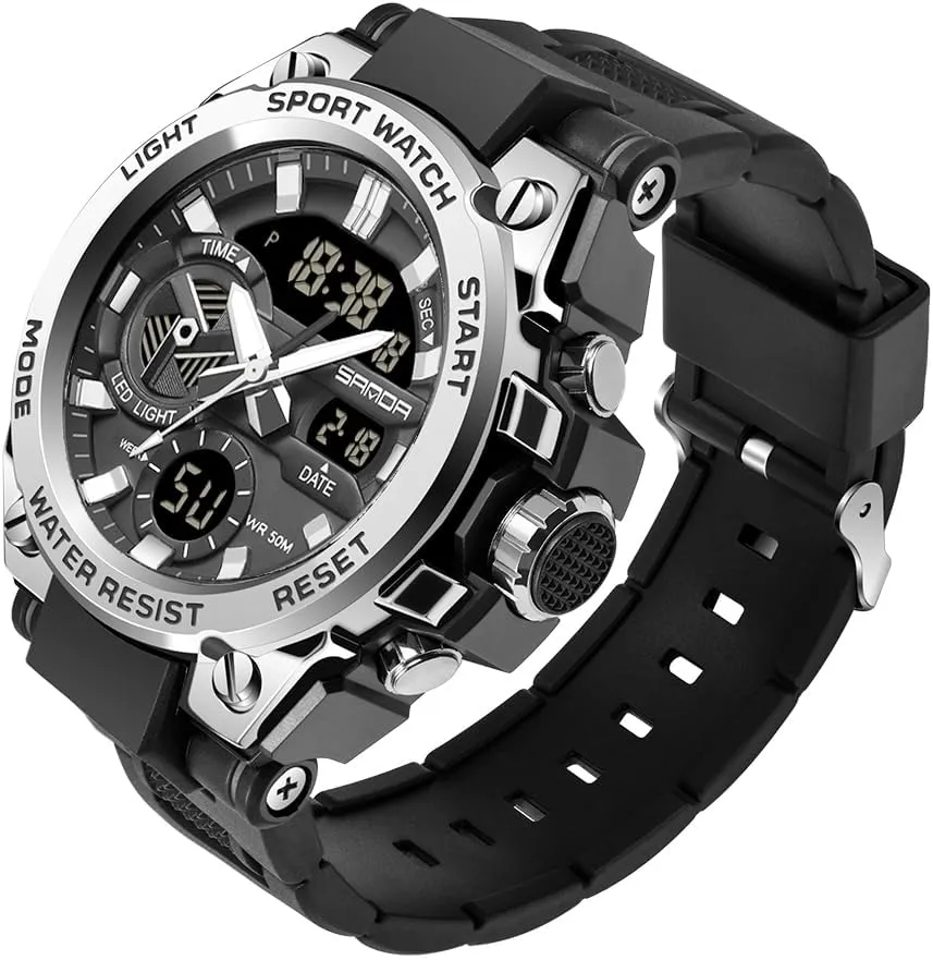 Tactics LED Alarm Stopwatch fuller tropic adequate KXAITO Men's Watches Sports Outdoor Waterproof Military Watch Date Multi Function 