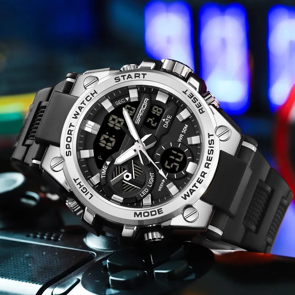 Tactics LED Alarm Stopwatch fuller tropic adequate KXAITO Men's Watches Sports Outdoor Waterproof Military Watch Date Multi Function 