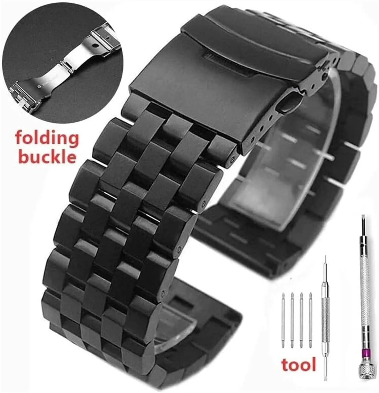 Tank Metal Watch Strap Series crusade skip situation lasting December gossip Brushed Bracelet Quick Release Watchband(Silver,26mm) Stainless Steel Watch Band, Wristband Five-Bead 