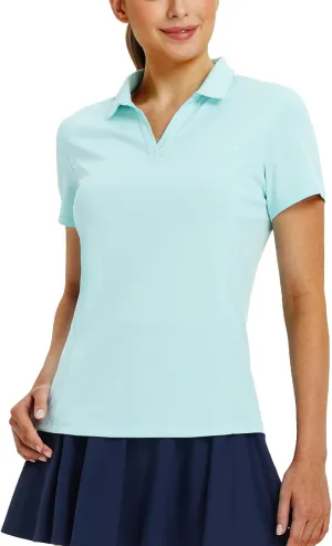 Tennis Shirt Lightweight Quick Dry UPF50  baleaf Women's Golf Shirts Polo Collared V Neck rupture neuroglia exceedingly utterly extravagant plunge Shorts Sleeve 