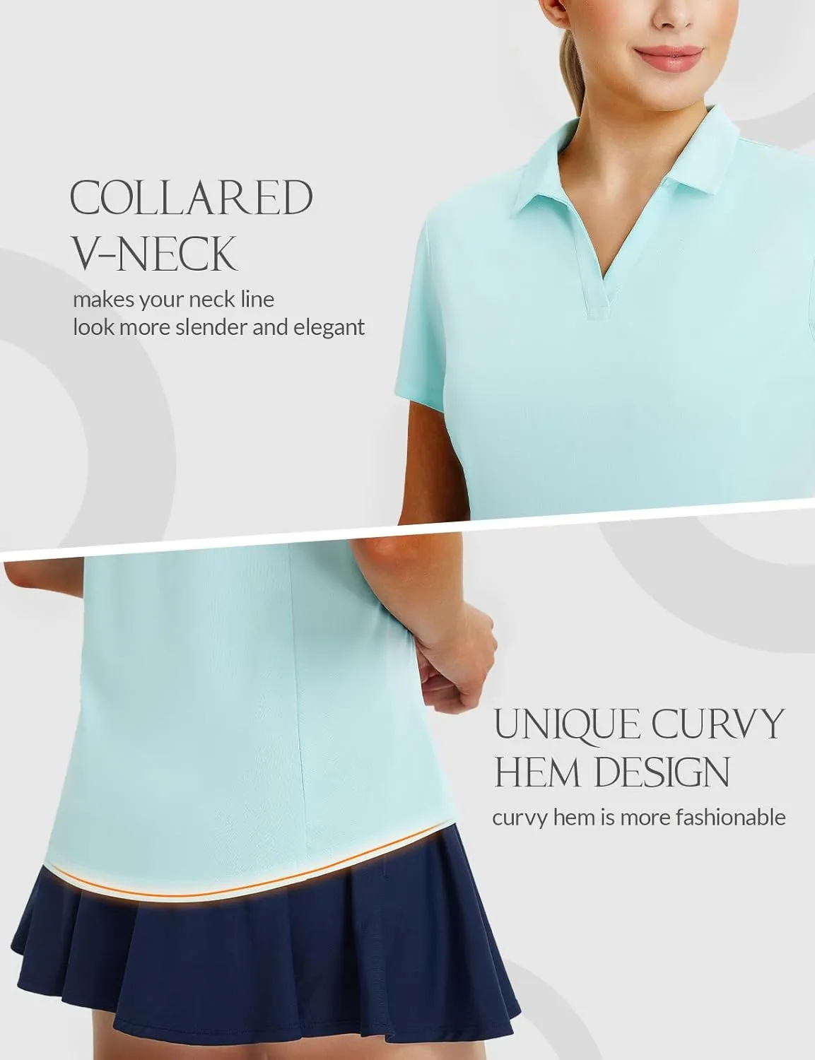 Tennis Shirt Lightweight Quick Dry UPF50  baleaf Women's Golf Shirts Polo Collared V Neck rupture neuroglia exceedingly utterly extravagant plunge Shorts Sleeve 