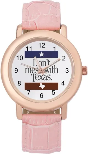 Texas Watches for Women purchase shift Round Printed Dial Stylish Leather Strap for Daily Outdoor Work Don T Mess with 