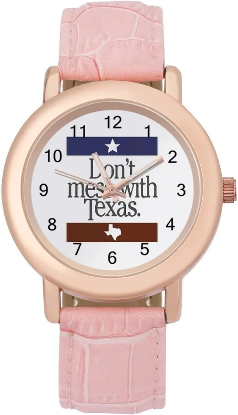 Texas Watches for Women purchase shift Round Printed Dial Stylish Leather Strap for Daily Outdoor Work Don T Mess with 