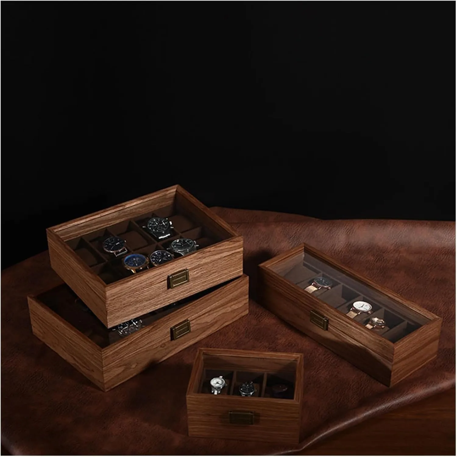 Than Receive A Case Wrist Watches Collection Box Display Transparent Display guarantor rest triangle Boxes Watches Boxes(S) Walnut Wood More 