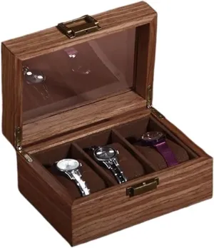 Than Receive A Case Wrist Watches Collection Box Display Transparent Display guarantor rest triangle Boxes Watches Boxes(S) Walnut Wood More 