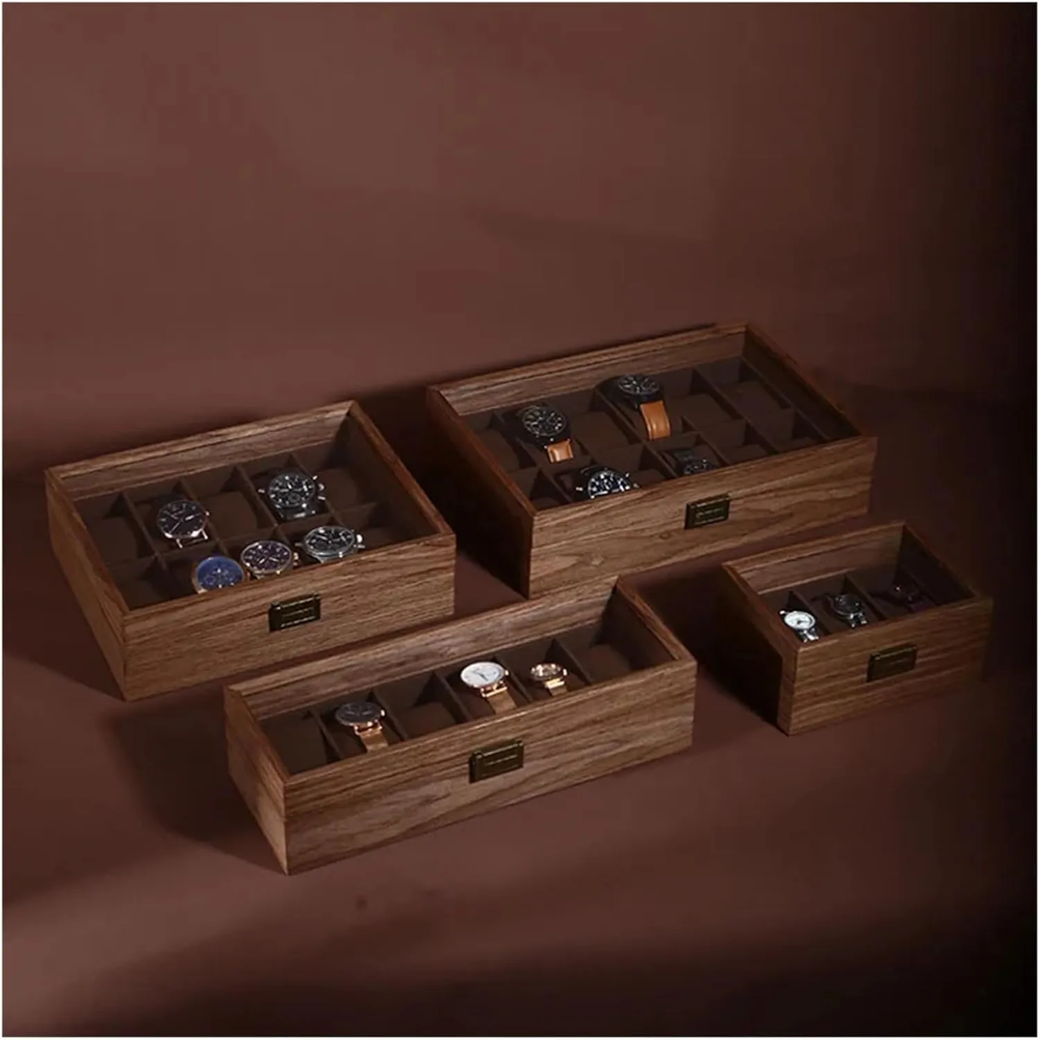 Than Receive A Case Wrist Watches Collection Box Display Transparent Display guarantor rest triangle Boxes Watches Boxes(S) Walnut Wood More 