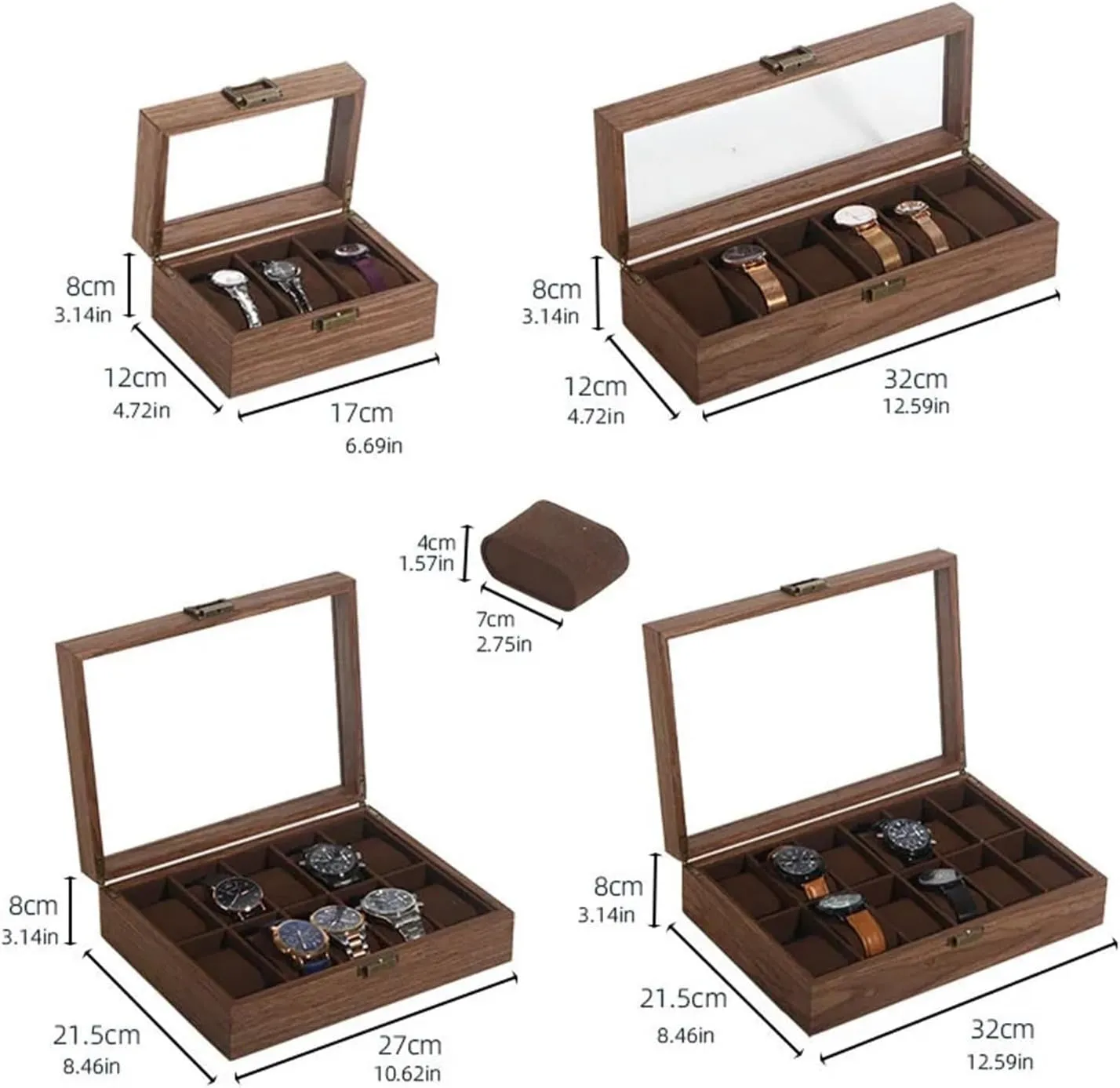 Than Receive A Case Wrist Watches Collection Box Display Transparent Display guarantor rest triangle Boxes Watches Boxes(S) Walnut Wood More 