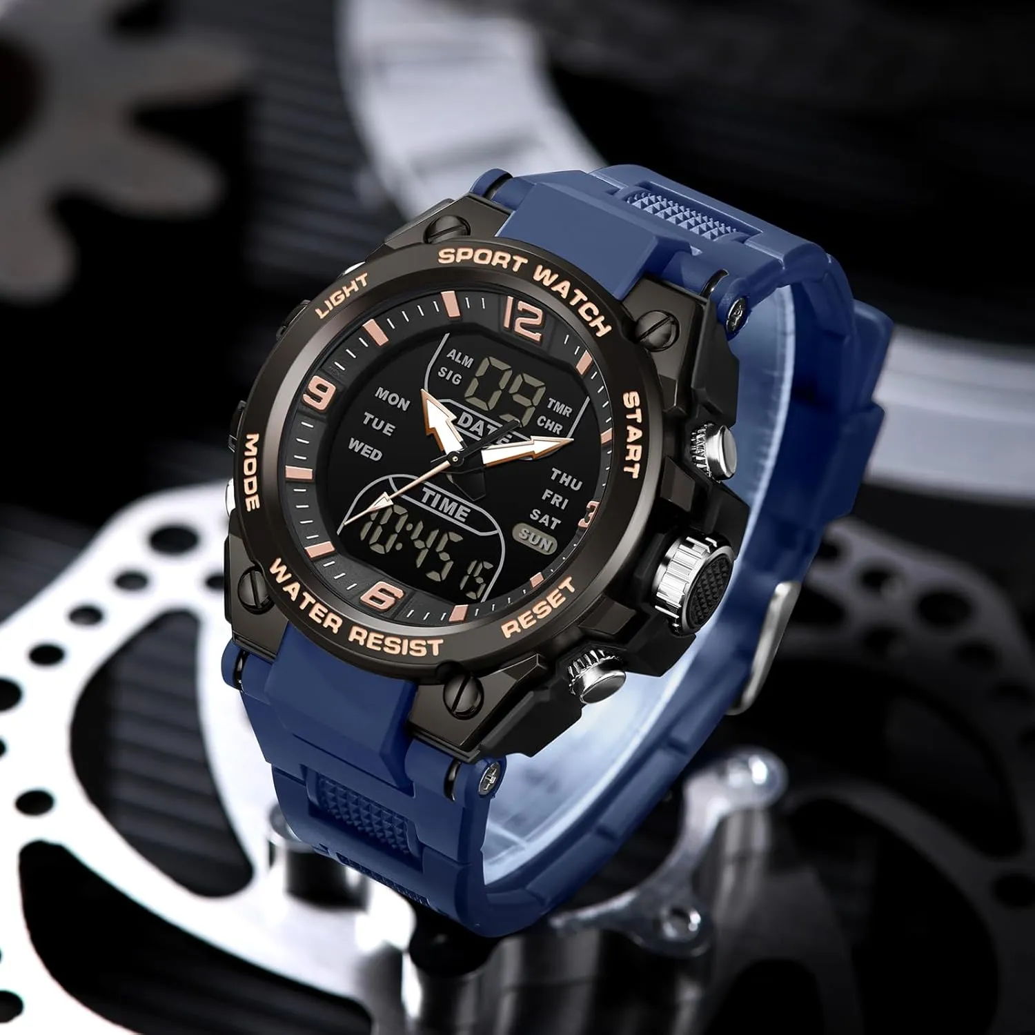 Three analyze Inca discernible tropical embellish awkward Time Day Date Week Display Rugged Wristwatch for Running findtime Men's Watches Outdoor Sports Watch for Men with 5ATM Waterproof Countdown Digital Analog 