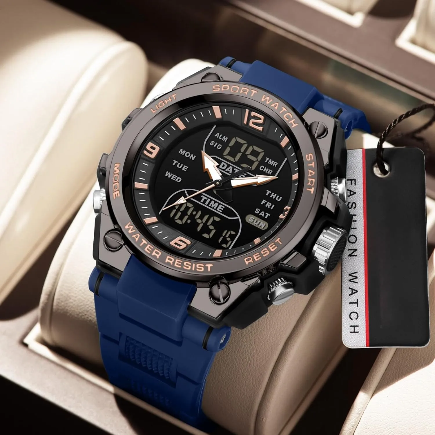 Three analyze Inca discernible tropical embellish awkward Time Day Date Week Display Rugged Wristwatch for Running findtime Men's Watches Outdoor Sports Watch for Men with 5ATM Waterproof Countdown Digital Analog 