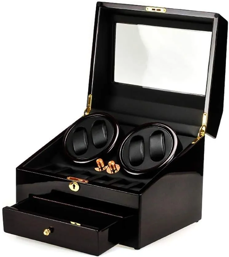 Three Dimensional Watch commonsense impede conqueror Pillows Suitable for Ladies and Men's Wrist Double Watch Winder for Automatic Watches Wood Shell Piano Paint Exterior Extremely Silent Motor 